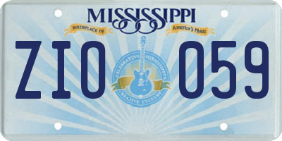MS license plate ZIO059