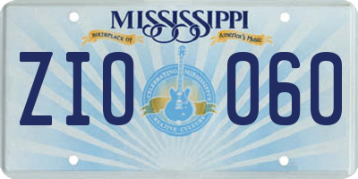 MS license plate ZIO060