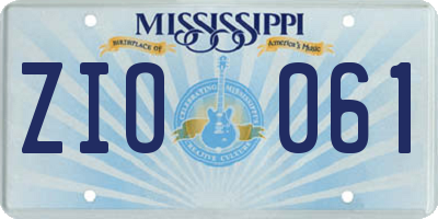 MS license plate ZIO061