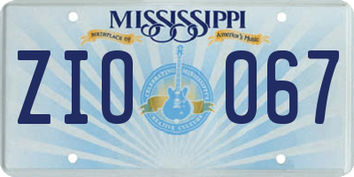 MS license plate ZIO067