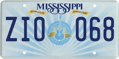 MS license plate ZIO068