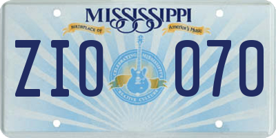 MS license plate ZIO070