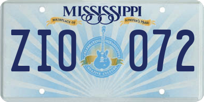 MS license plate ZIO072