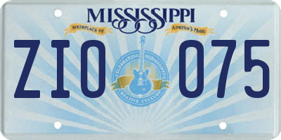 MS license plate ZIO075
