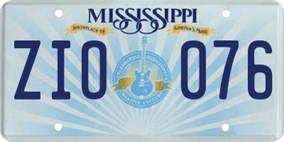 MS license plate ZIO076