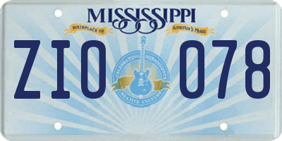 MS license plate ZIO078