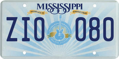 MS license plate ZIO080