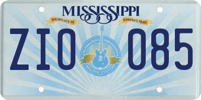 MS license plate ZIO085