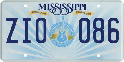 MS license plate ZIO086