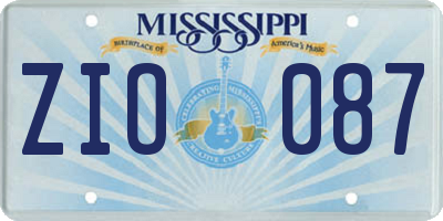 MS license plate ZIO087