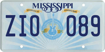 MS license plate ZIO089