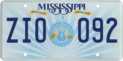 MS license plate ZIO092