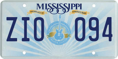 MS license plate ZIO094