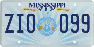 MS license plate ZIO099