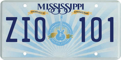 MS license plate ZIO101