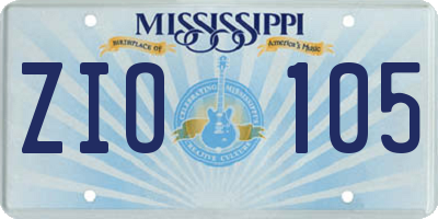 MS license plate ZIO105