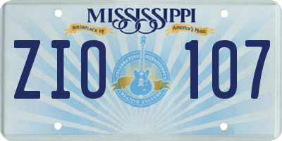 MS license plate ZIO107