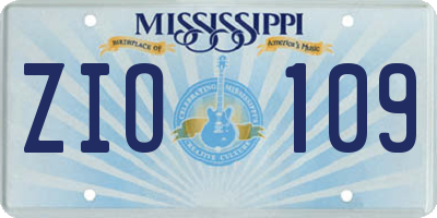 MS license plate ZIO109