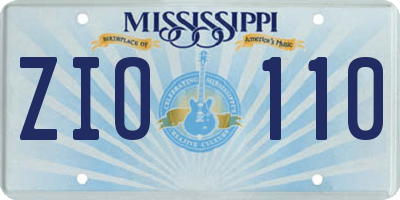 MS license plate ZIO110