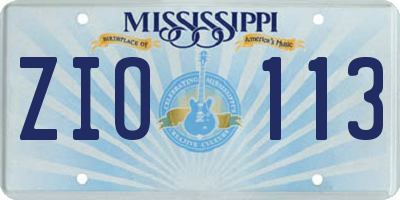 MS license plate ZIO113