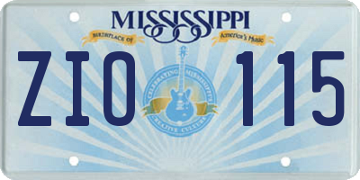 MS license plate ZIO115