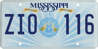 MS license plate ZIO116