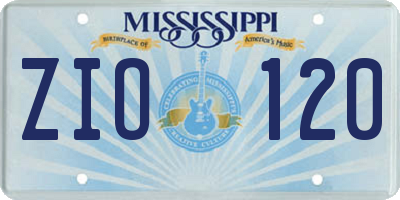 MS license plate ZIO120