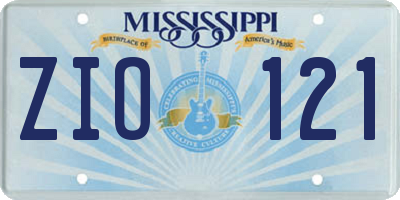 MS license plate ZIO121