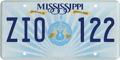 MS license plate ZIO122