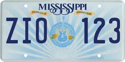 MS license plate ZIO123
