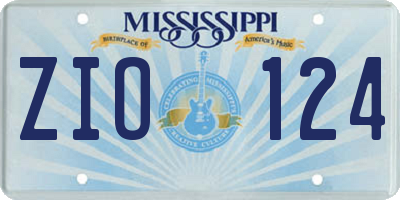 MS license plate ZIO124