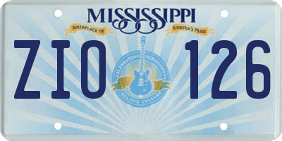 MS license plate ZIO126