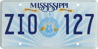 MS license plate ZIO127