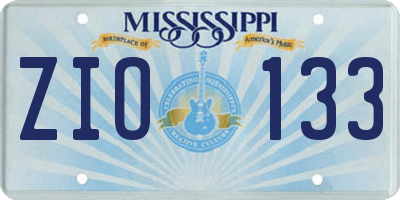 MS license plate ZIO133