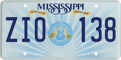 MS license plate ZIO138