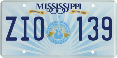 MS license plate ZIO139