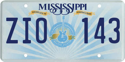 MS license plate ZIO143