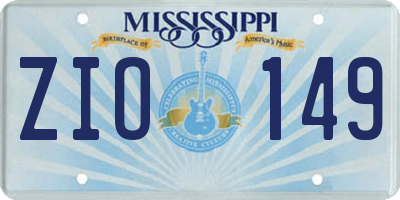 MS license plate ZIO149
