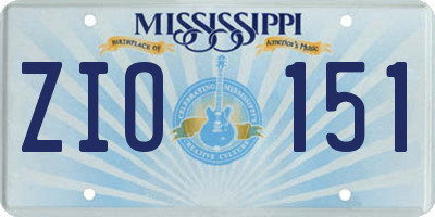 MS license plate ZIO151