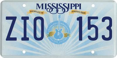 MS license plate ZIO153