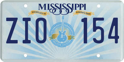 MS license plate ZIO154