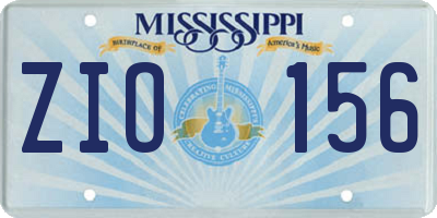 MS license plate ZIO156