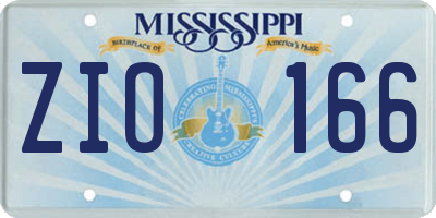 MS license plate ZIO166