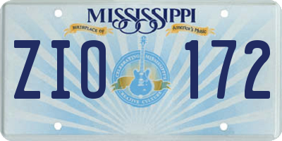 MS license plate ZIO172