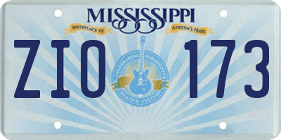 MS license plate ZIO173