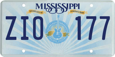 MS license plate ZIO177