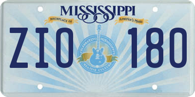 MS license plate ZIO180