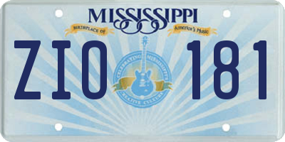 MS license plate ZIO181