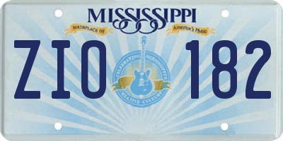 MS license plate ZIO182