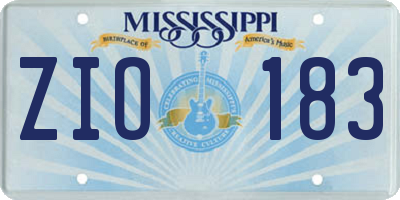 MS license plate ZIO183